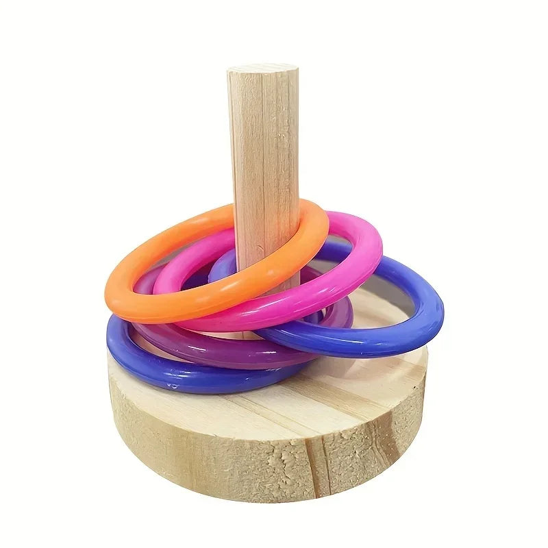 Anneau Interactif en Bois pour Perroquet – Jouet Éducatif Stimulant pour Perroquets et Perruches, Temps de Jeu Amusant et Exercice Physique, Couleur Aléatoire