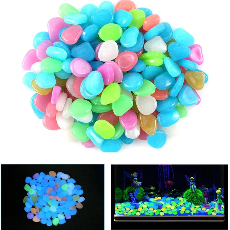 Pierres Lumineuses Fluorescentes 1 cm – Galets Décoratifs Brillants pour Aquarium, Paysage Aquatique ou Maison
