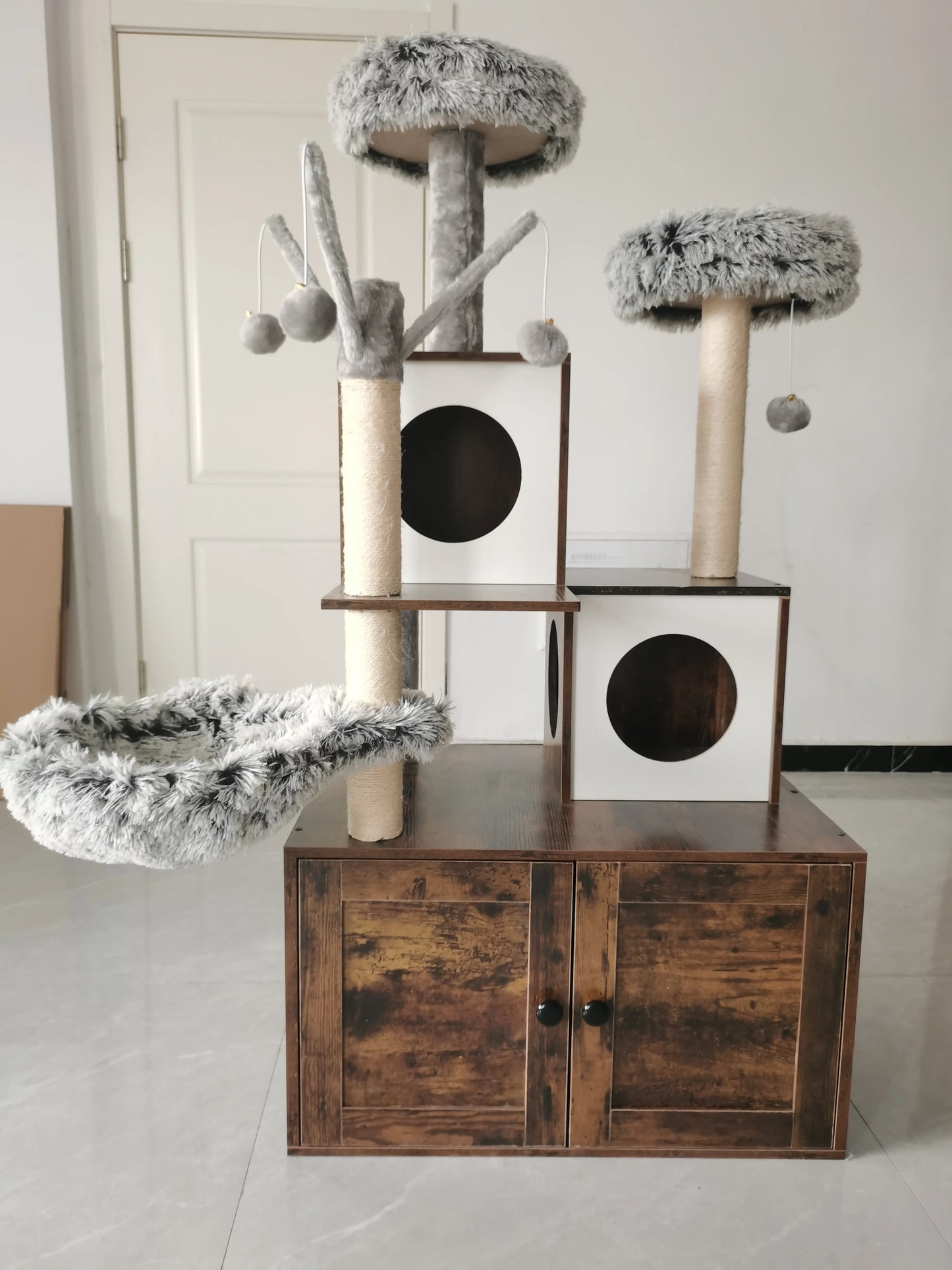 CatHaven – Arbre à Chat Multifonction avec Litière Cachée | Condo, Griffoir en Sisal et Plates-formes de Jeu