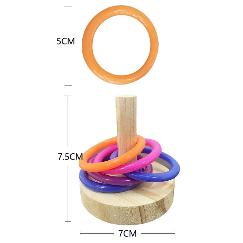 Anneau Interactif en Bois pour Perroquet – Jouet Éducatif Stimulant pour Perroquets et Perruches, Temps de Jeu Amusant et Exercice Physique, Couleur Aléatoire