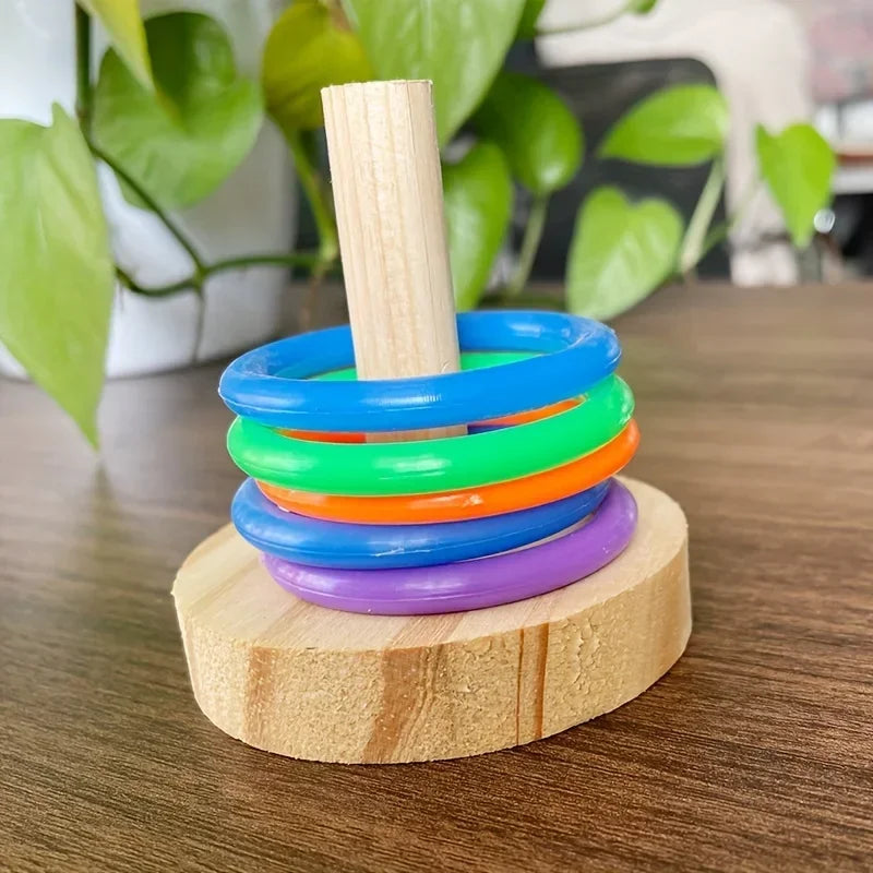 Anneau Interactif en Bois pour Perroquet – Jouet Éducatif Stimulant pour Perroquets et Perruches, Temps de Jeu Amusant et Exercice Physique, Couleur Aléatoire