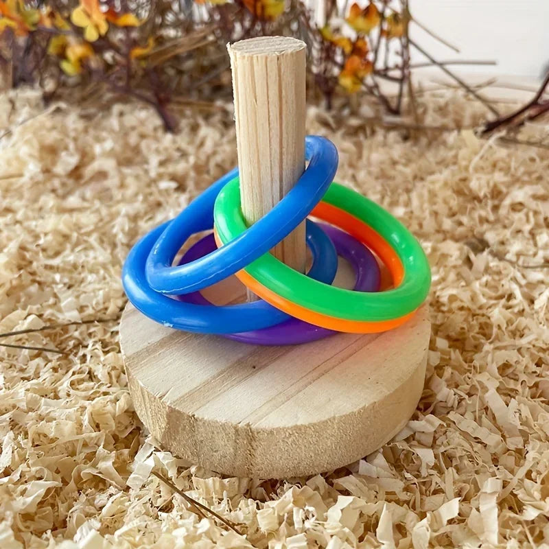 Anneau Interactif en Bois pour Perroquet – Jouet Éducatif Stimulant pour Perroquets et Perruches, Temps de Jeu Amusant et Exercice Physique, Couleur Aléatoire