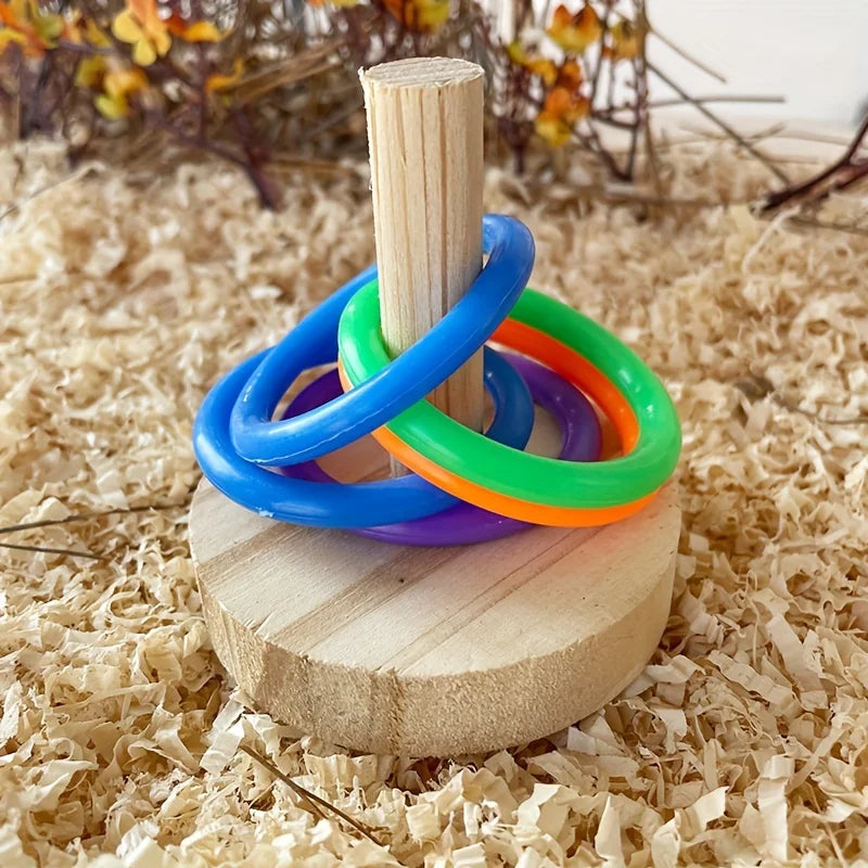 Anneau Interactif en Bois pour Perroquet – Jouet Éducatif Stimulant pour Perroquets et Perruches, Temps de Jeu Amusant et Exercice Physique, Couleur Aléatoire