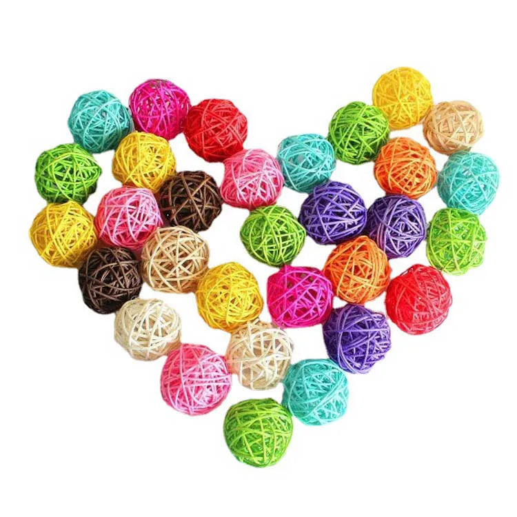 Lot de 10 Jouets à Mâcher pour Perroquet – Balle en Couleur Primaire Sepak Takraw, Jouet Interactif pour Formation et Décoration de Cage à Oiseaux