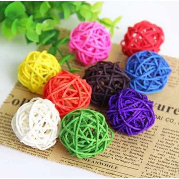 Lot de 10 Jouets à Mâcher pour Perroquet – Balle en Couleur Primaire Sepak Takraw, Jouet Interactif pour Formation et Décoration de Cage à Oiseaux