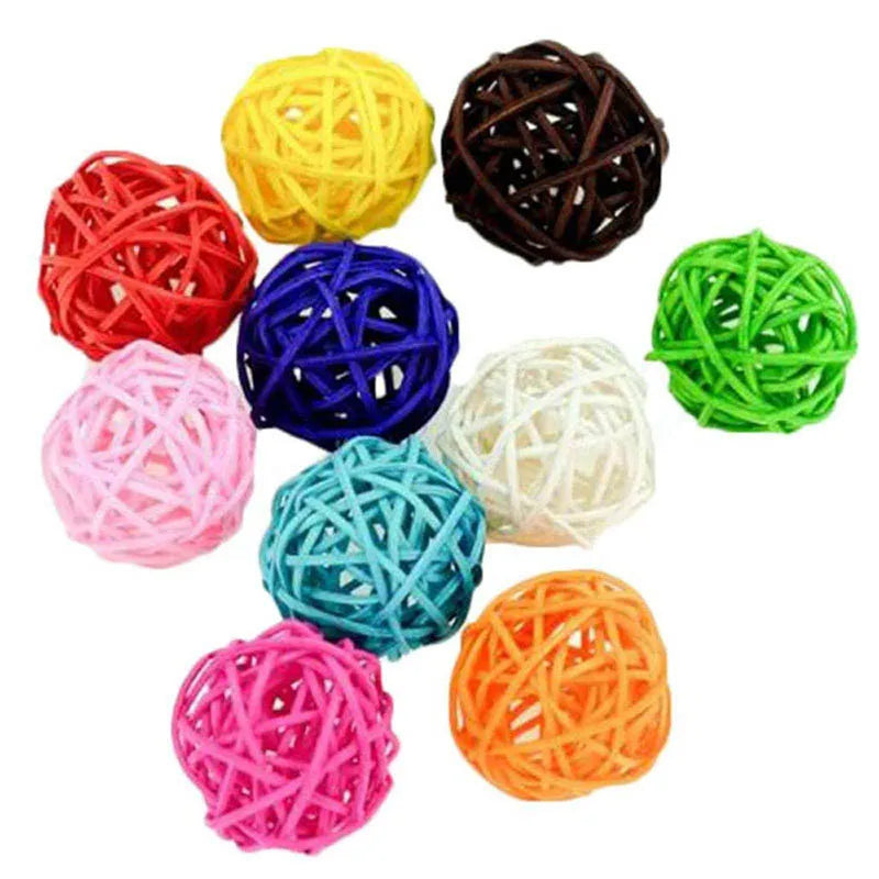 Lot de 10 Jouets à Mâcher pour Perroquet – Balle en Couleur Primaire Sepak Takraw, Jouet Interactif pour Formation et Décoration de Cage à Oiseaux