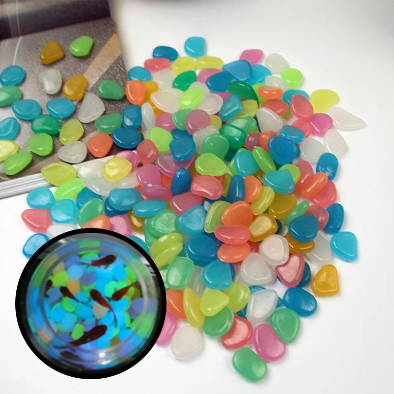 Pierres Lumineuses Fluorescentes 1 cm – Galets Décoratifs Brillants pour Aquarium, Paysage Aquatique ou Maison