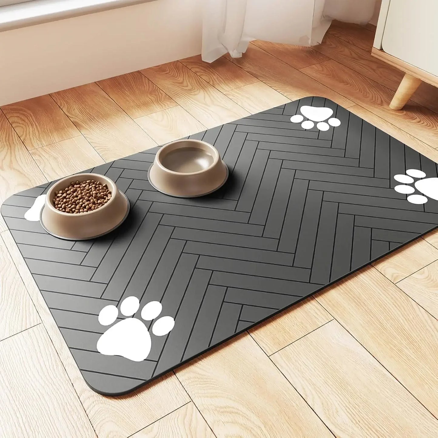 Tapis d’Alimentation Imperméable pour Animaux – Napperon Antidérapant à Séchage Rapide pour Chiens et Chats, 3 Tailles (S, M, L)