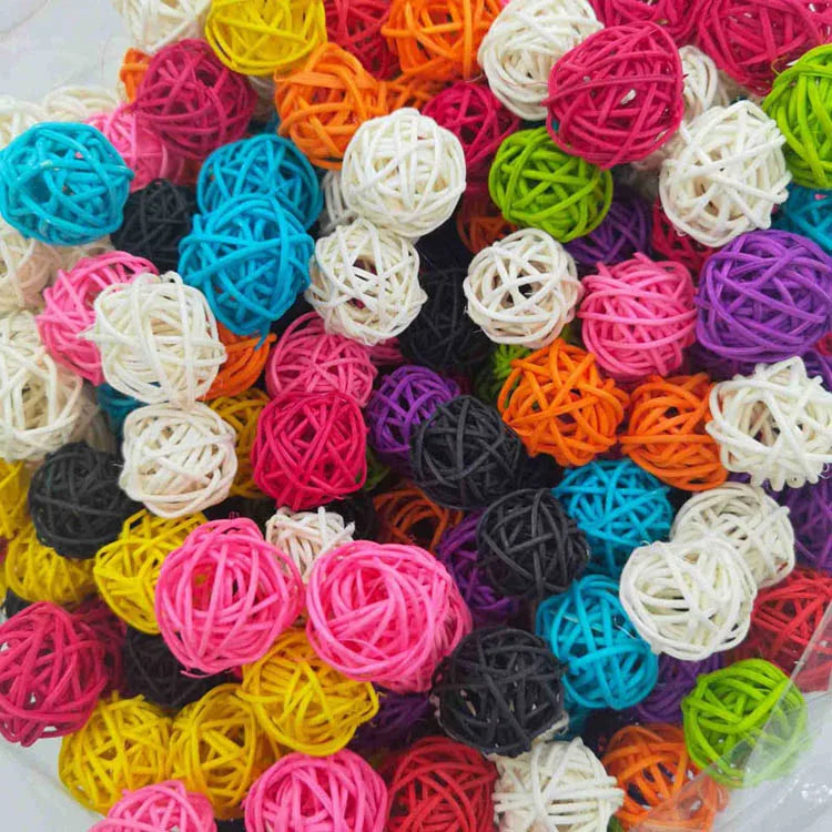 Lot de 10 Jouets à Mâcher pour Perroquet – Balle en Couleur Primaire Sepak Takraw, Jouet Interactif pour Formation et Décoration de Cage à Oiseaux