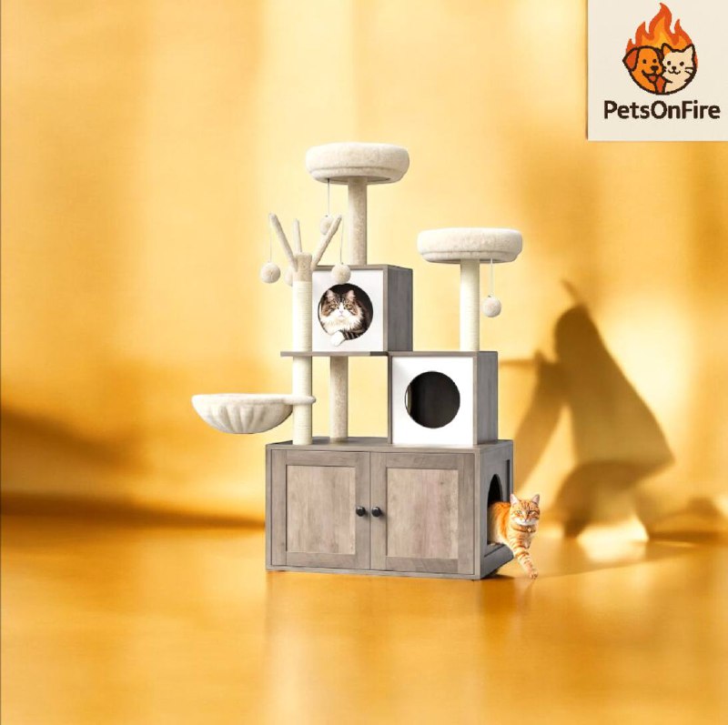 CatHaven – Arbre à Chat Multifonction avec Litière Cachée | Condo, Griffoir en Sisal et Plates-formes de Jeu